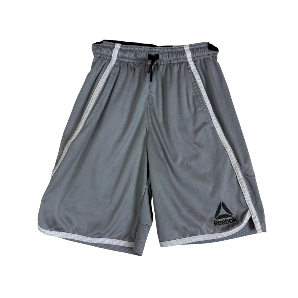 Reebok Shorts‎ Kids 10-12 Gray Athletic Mesh Drawstring Pockets Gym Training
